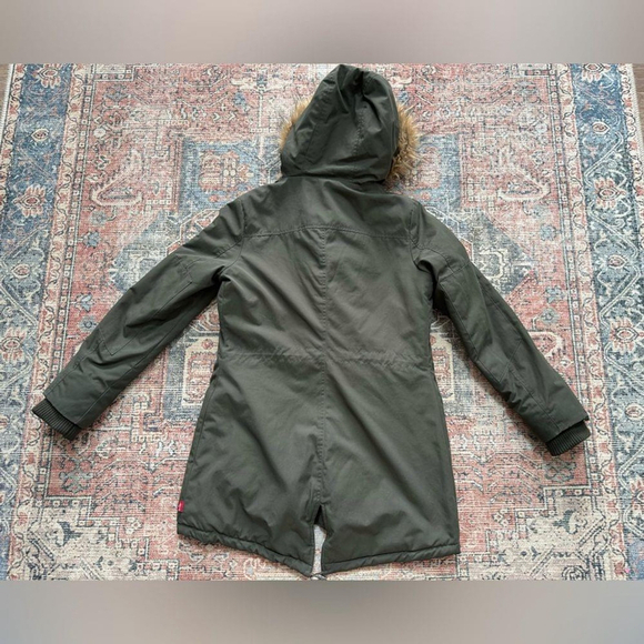 Levi’s Water Repellent Parka Jacket Faux Fur Trim Hood Small - Picture 11 of 11